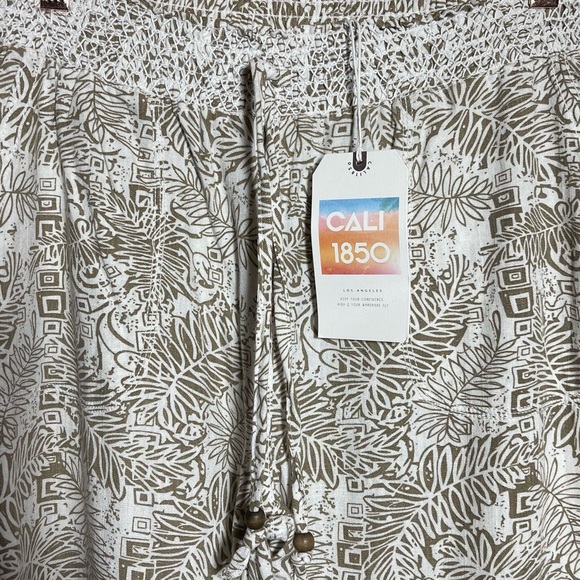 CALI 1850 Wide Leg Linen Blend Pants L NWT - Picture 7 of 10